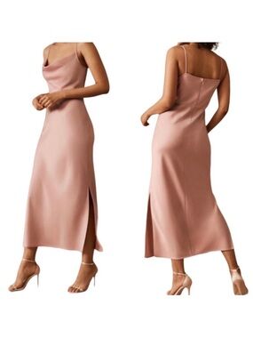 Light Pink Sachin & Babi Formal Cowl Neck Midi Cali Dress Size 6 Prom Wedding